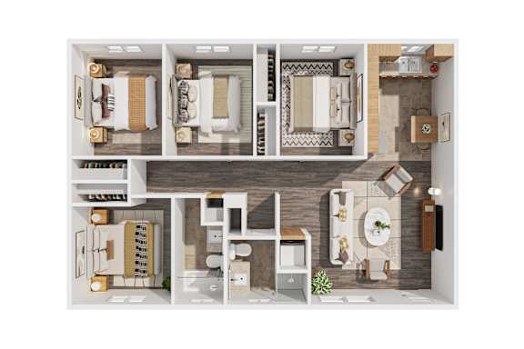 3 bed two bath floorplan at OSM Properties Homes & Apartments, Chico