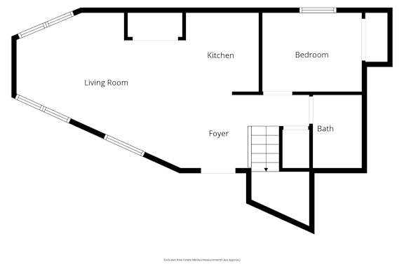 One bedroom one bath floor plan layout at OSM Properties Homes & Apartments, Chico, California