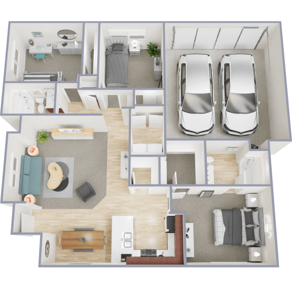 a floor plan of a 3 bedroom apartment
