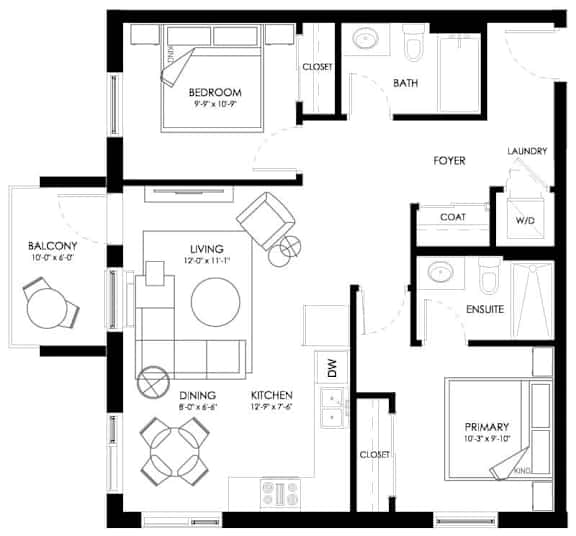 a floor plan of a house with a bedroom and a living room