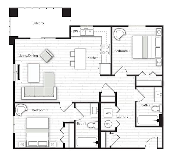 A black and white image of a house floor plan.