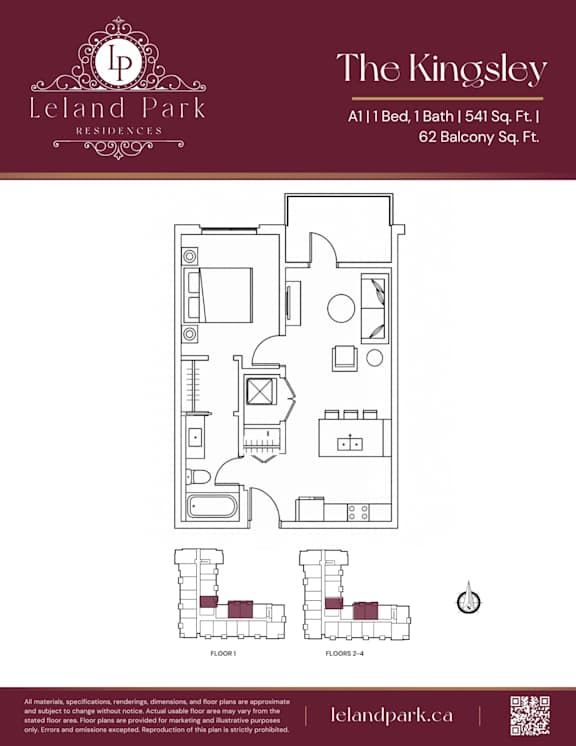 A floor plan for a residence at The Kingsley by Leland Park.