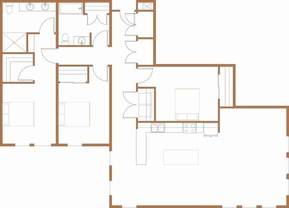 Floor Plan  a floor plan of a small house with a kitchen and a living room