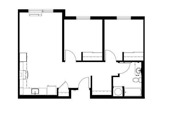 A black and white image of a floor plan for a house.