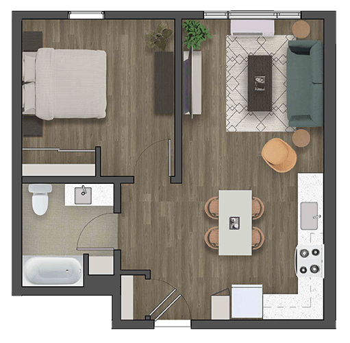 a floor plan of a one bedroom apartment