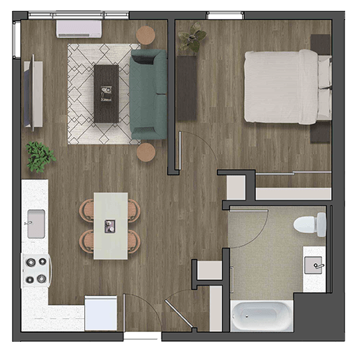 a floor plan of a one bedroom apartment