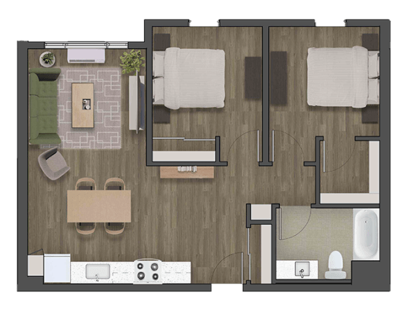 a floor plan of a two bedroom apartment