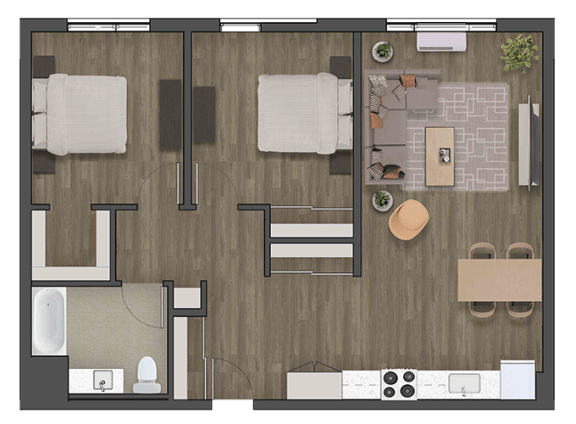 a floor plan of a two bedroom apartment