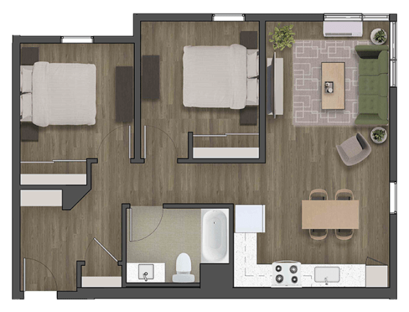 a floor plan of a two bedroom apartment