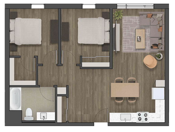 a floor plan of a two bedroom apartment