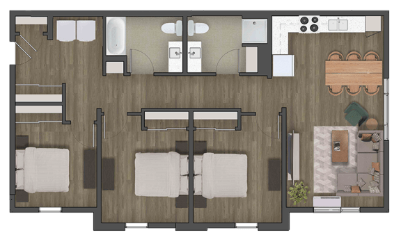 a floor plan of a three bedroom apartment
