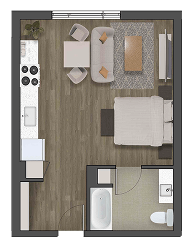 a floor plan of a studio apartment