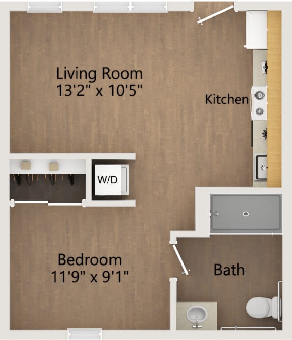 Eliza Floor Plan 1 Bedroom Apartment