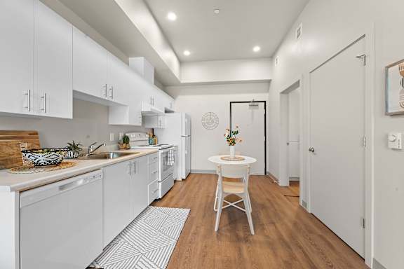 Kitchen with white cabinets at Terracina Vista, Portland Oregon