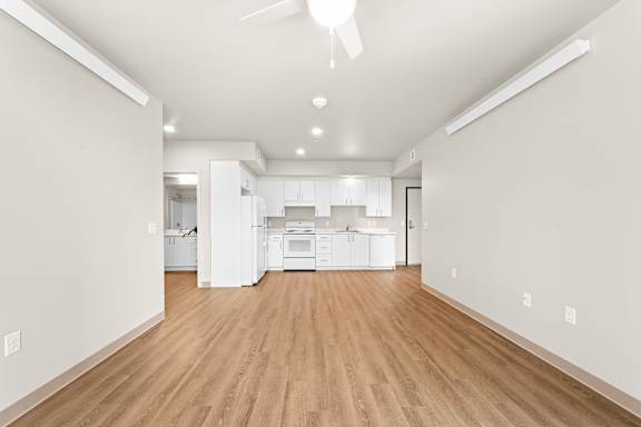 Vacant room with wooden floor at Terracina Vista, Portland, OR 97233-4299