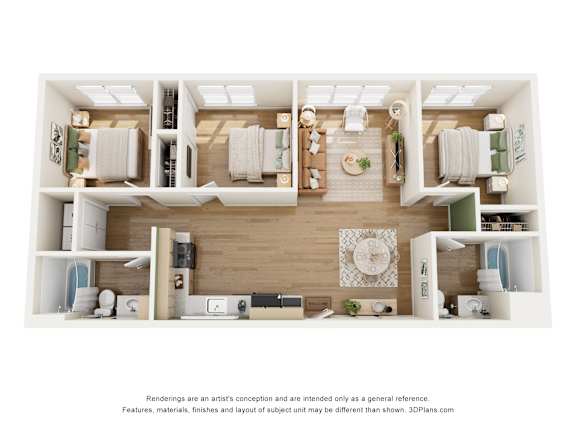 A 3D rendered image of a modern bathroom interior.