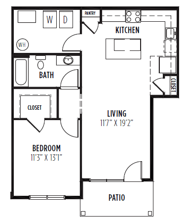 1 Bed Floorplan  at New Britain, Chalfont