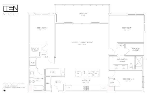 A floor plan of a TEN SELECT apartment.