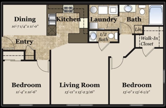 2 Bed 1 Bath Floor Plan at Stone Crossing, Ohio, 45503