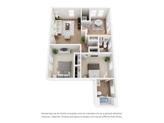 A floor plan of a house with three bedrooms, a living room, a kitchen, and a bathroom.