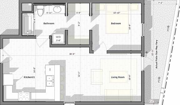 Floor Plan  1 Bed D Floorplan at Alena on Haley, Santa Barbara, California
