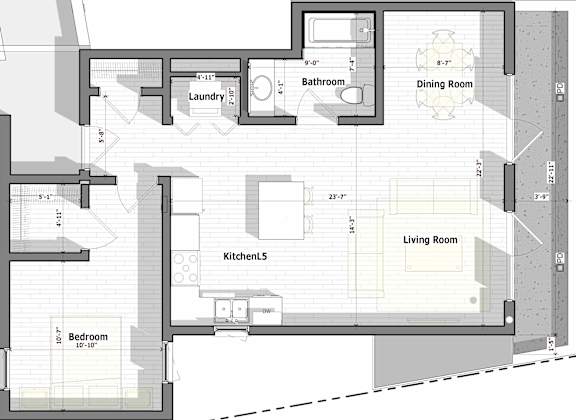 1 Bed G Floorplan at Alena on Haley, Santa Barbara, CA