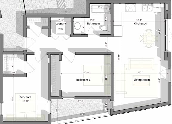 Floor Plan  2 Bed 1 Bath A Floorplan at Alena on Haley, Santa Barbara, 93101