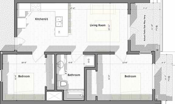 Floor Plan  2 Bed 1 Bath B Floorplan at Alena on Haley, Santa Barbara