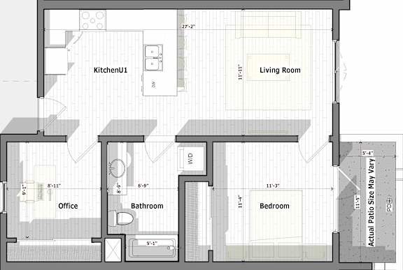 Floor Plan  2 Bed 1 Bath C Floorplan at Alena on Haley, Santa Barbara, California