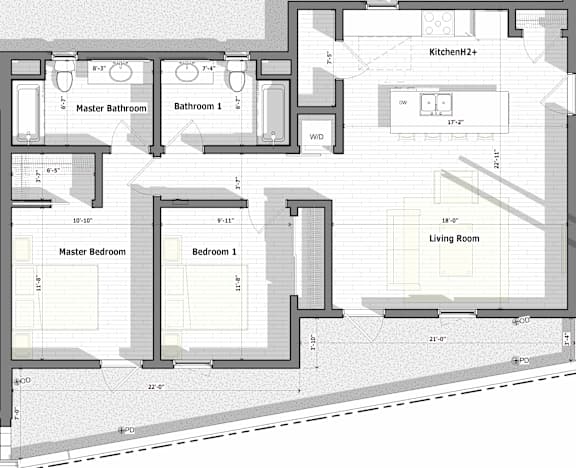 Floor Plan  2 Bed 2 Bath A Floorplan at Alena on Haley, California