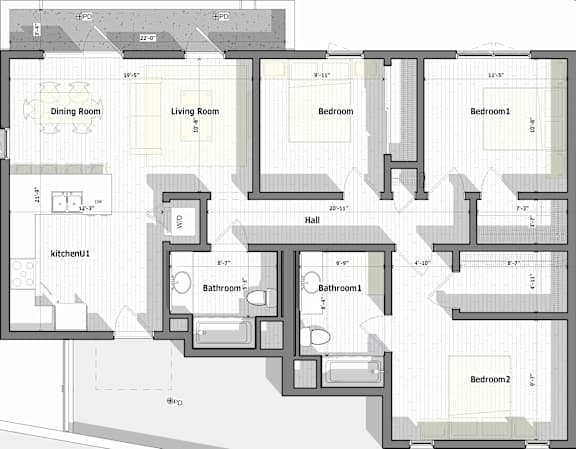 Floor Plan  3 Bed 2 Bath A Floorplan at Alena on Haley, Santa Barbara, 93101