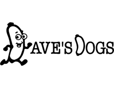 A black and white image of a cartoon dog with the text "AVE'S DOGS" above it.