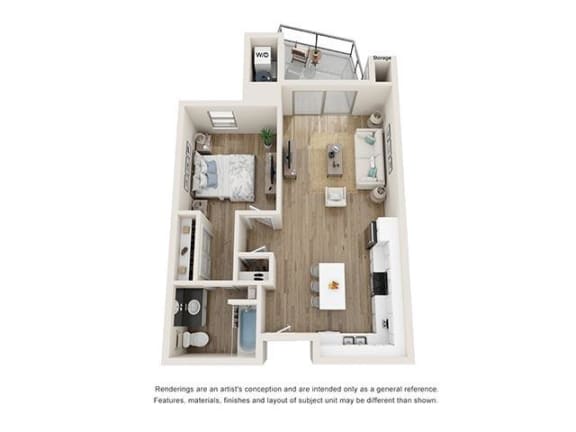 Floor Plan  1 bedroom 1 bath at Cortona Point Apartments Goleta, CA 93117