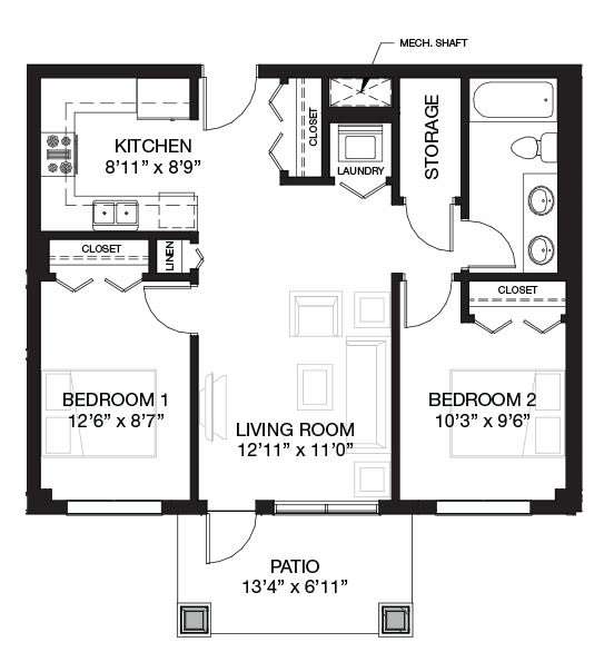 the floor plan of unit a1 is shown in this image