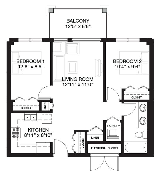 the floor plan of unit a2