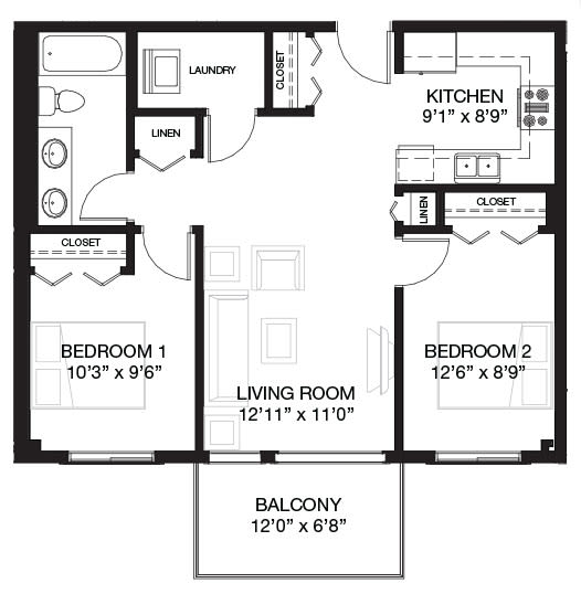 the floor plan of unit a5 of the delaware plan