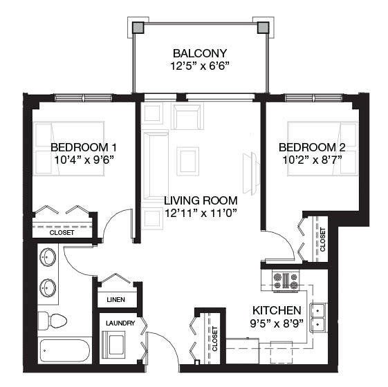 the floor plan of unit b2