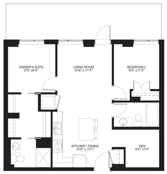 2-Bedroom / 2-bathroom + Den
2-Bedroom / 2-bathroom + Den