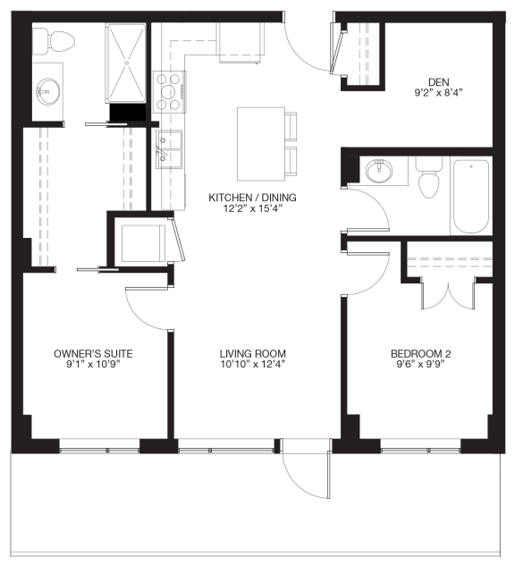 2-Bedroom / 2-bathroom + Den
2-Bedroom / 2-bathroom + Den