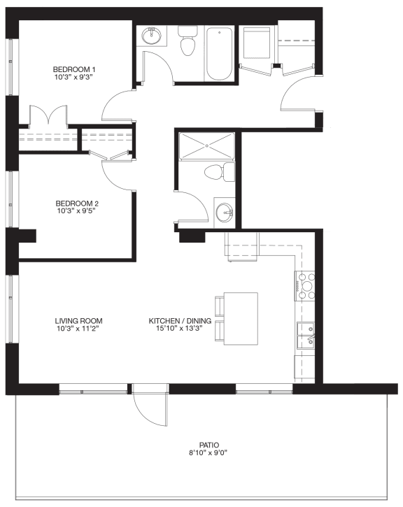 2-Bedroom / 2-bathroom + Den