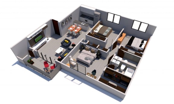 Floor Plan  3d floor plan of a 2100 sq ft apartment