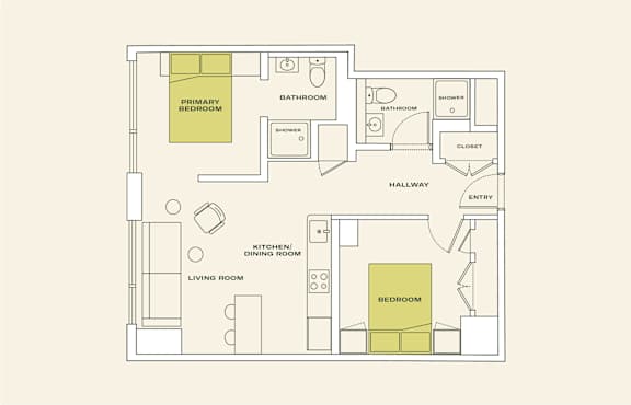 2 bed 1 bath A at Scout Living, powered by Placemakr Apartments, Atlanta, GA