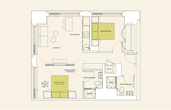 2 bed 2 bath C at Scout Living, powered by Placemakr Apartments, Atlanta, Georgia