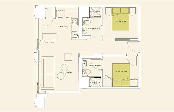 2 bed 2 bath A at Scout Living, powered by Placemakr Apartments, Atlanta, Georgia