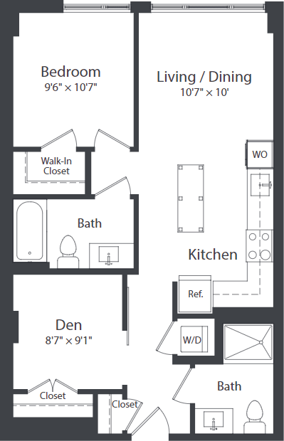 C1_FloorPlan at Coda on Half Apartments, Washington