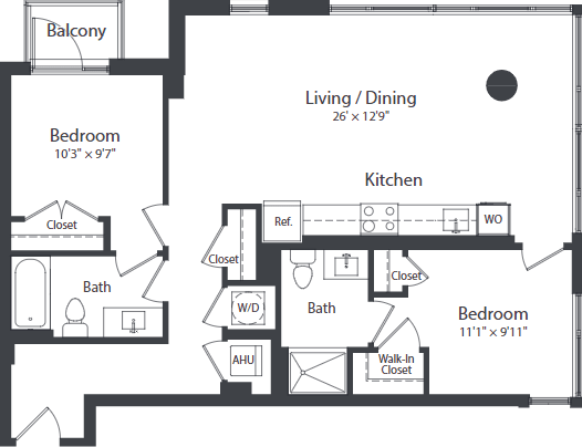D2_FloorPlan at Coda on Half Apartments, District of Columbia, 20003