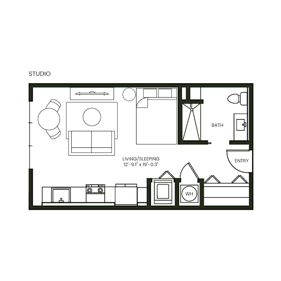 Studio 1 bath at Anthem House Apartment , Huntsville, AL