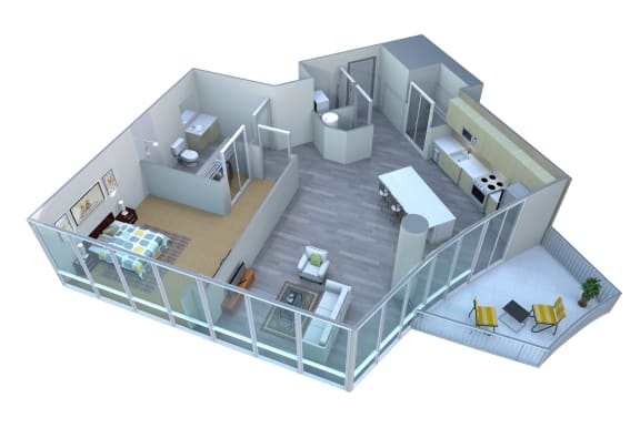 1 Bed | 1 Bath — Downtown City Balcony