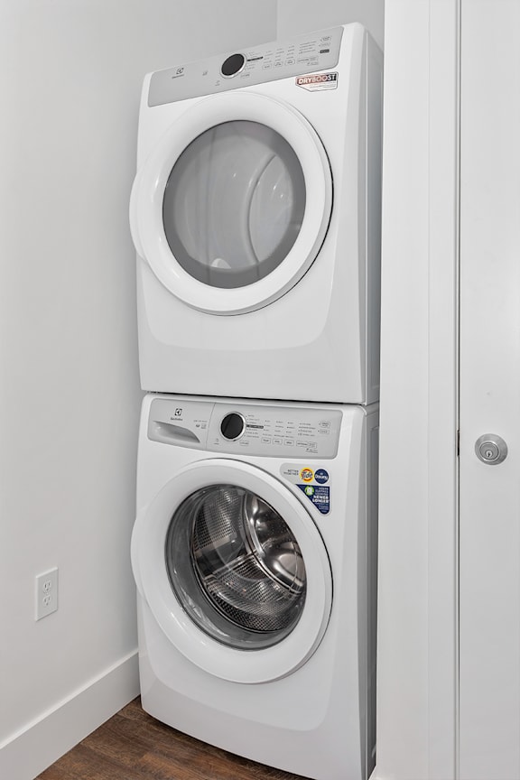 Front load washing machine in Laundry room at Anthem House Apartments, Huntsville, Alabama