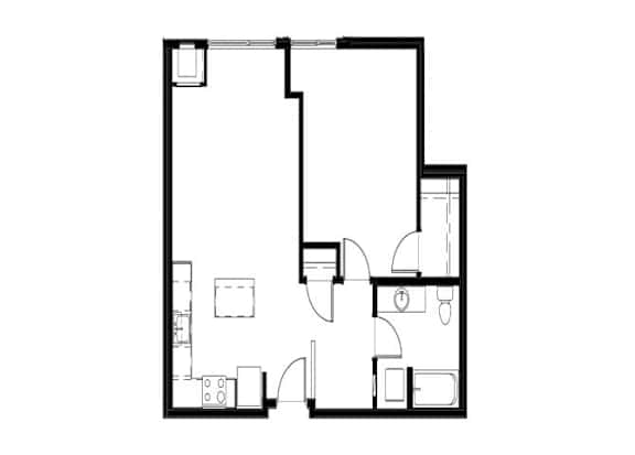 1 Bedroom 1 Bathroom Floor plan at Astro, Seattle, WA, Washington  , 98109
